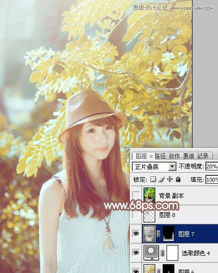 <a href=http://www.cnwebshow.com/http://www.cnwebshow.com/edu/photoshop/ target=_blank class=infotextkey>Photoshop</a>调出树林下女孩甜美暖色调,PS教程