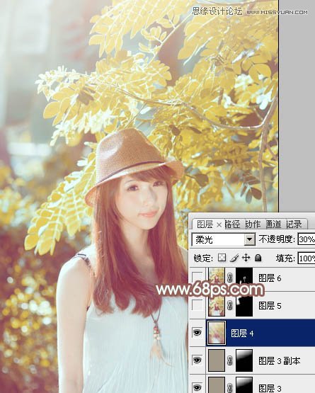 <a href=http://www.cnwebshow.com/http://www.cnwebshow.com/edu/photoshop/ target=_blank class=infotextkey>Photoshop</a>调出树林下女孩甜美暖色调,PS教程