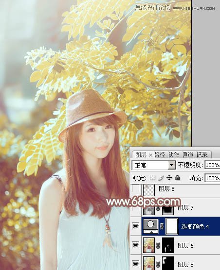 <a href=http://www.cnwebshow.com/http://www.cnwebshow.com/edu/photoshop/ target=_blank class=infotextkey>Photoshop</a>调出树林下女孩甜美暖色调,PS教程