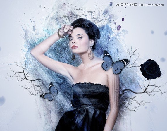 Photoshop设计创意风格的水墨美女效果