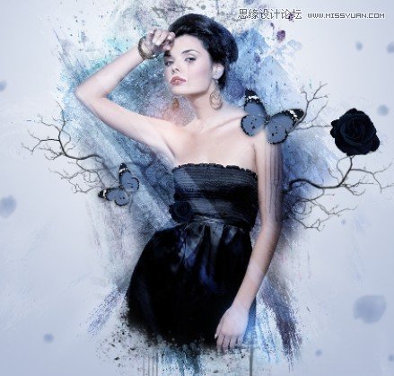 Photoshop设计创意风格的水墨美女效果
