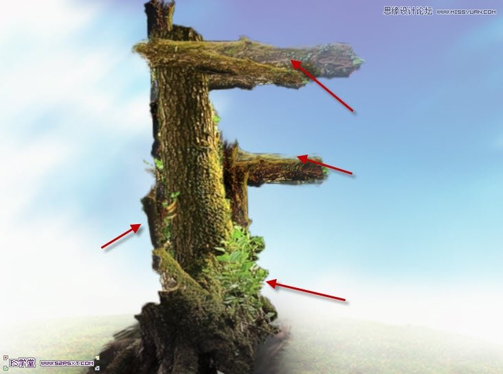 Photoshop制作树木图案立体字教程