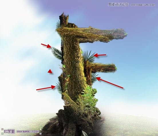 Photoshop制作树木图案立体字教程