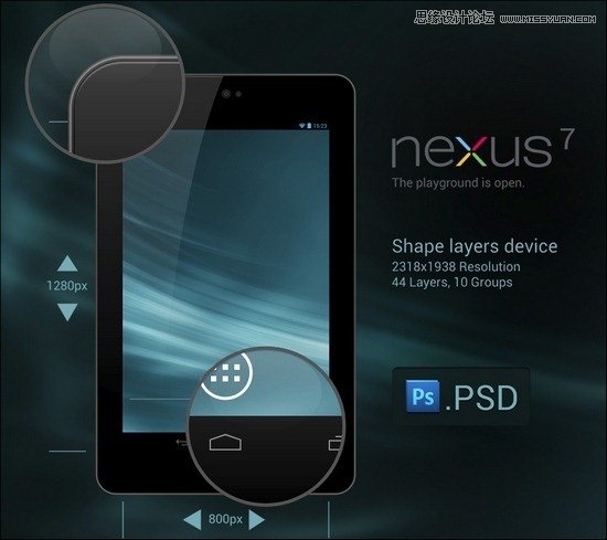 nexus7 设计师必备的40套设计稿展示模型PSD素材