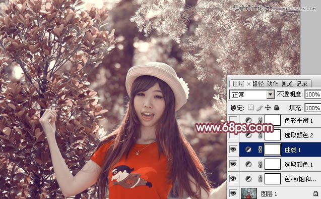 Photoshop调出搞怪女孩唯美的淡红效果