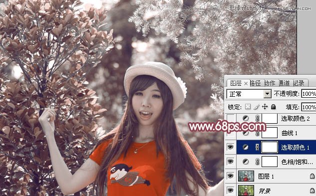 Photoshop调出搞怪女孩唯美的淡红效果