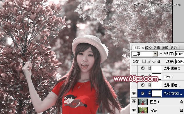 Photoshop调出搞怪女孩唯美的淡红效果