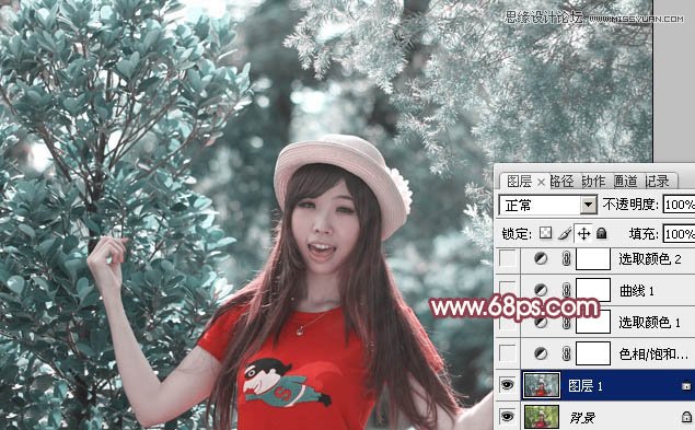Photoshop调出搞怪女孩唯美的淡红效果