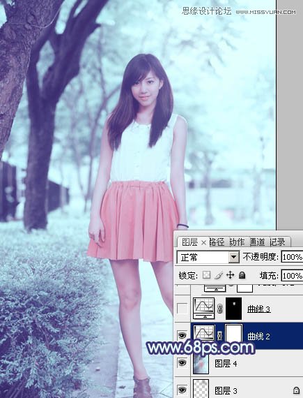 Photoshop调出可爱女孩淡淡的蓝色效果