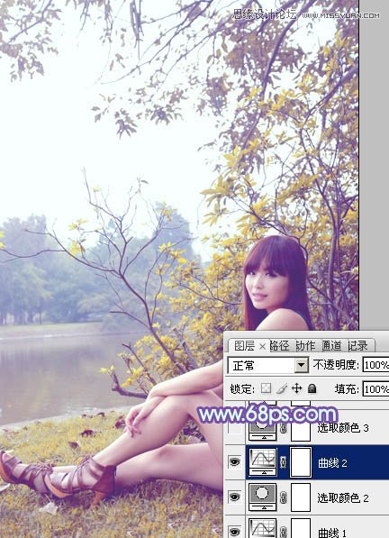 Photoshop调出草地美女唯美紫色肤色