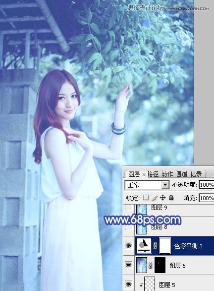 Photoshop调出外景美女梦幻蓝色调