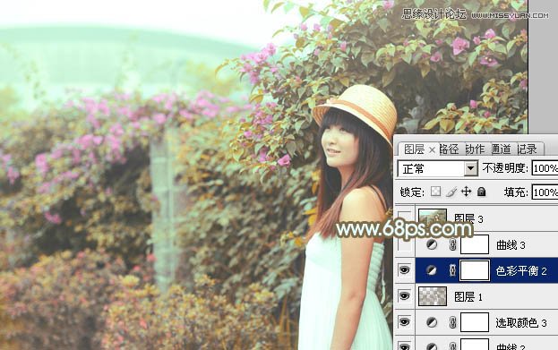 Photoshop调出花园美女秋季淡黄效果