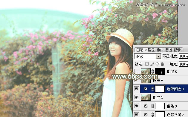 Photoshop调出花园美女秋季淡黄效果