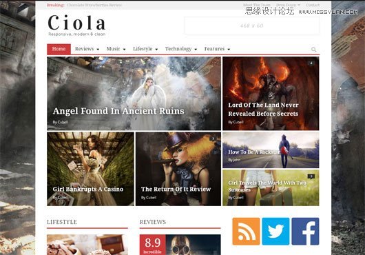 九宫格和流布局方式的WordPress主题设计模板