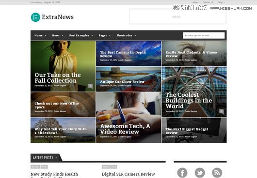 九宫格和流布局方式的WordPress主题设计模板