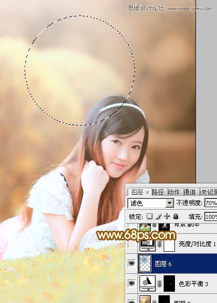 Photoshop调出可爱美女秋季淡黄色调