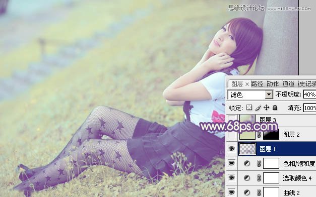 Photoshop调出树下美女唯美的朦胧效果图