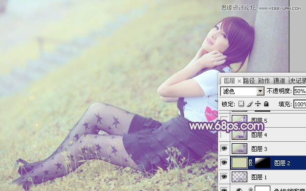 Photoshop调出树下美女唯美的朦胧效果图