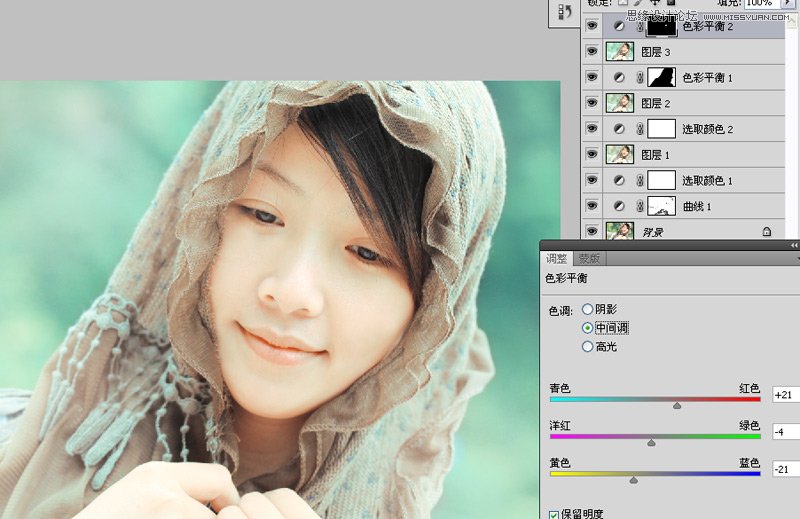 Photoshop调出外景美女照片通透的糖水肤色