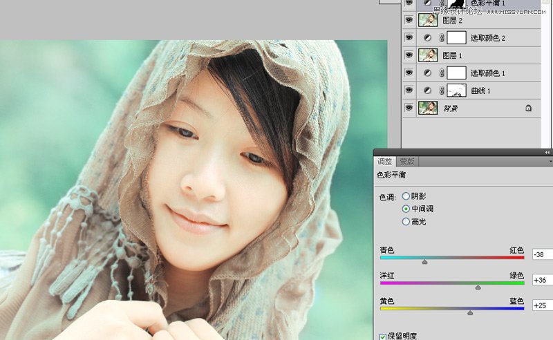 Photoshop调出外景美女照片通透的糖水肤色
