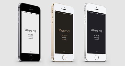 金色版iPhone 5S和iPhone 5C的PSD模型素材