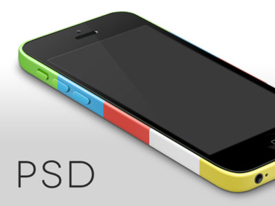 金色版iPhone 5S和iPhone 5C的PSD模型素材