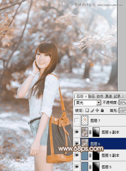 Photoshop调出公园美女通透的淡黄色调