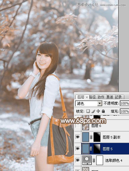 Photoshop调出公园美女通透的淡黄色调
