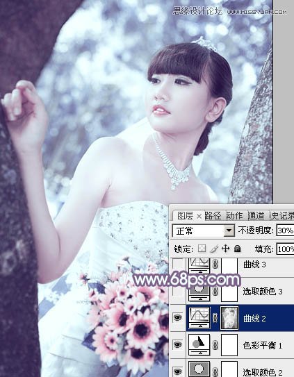 Photoshop调出穿婚纱新娘梦幻紫色调