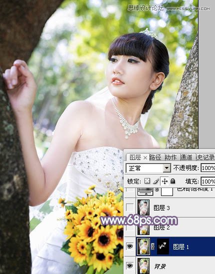 Photoshop调出穿婚纱新娘梦幻紫色调