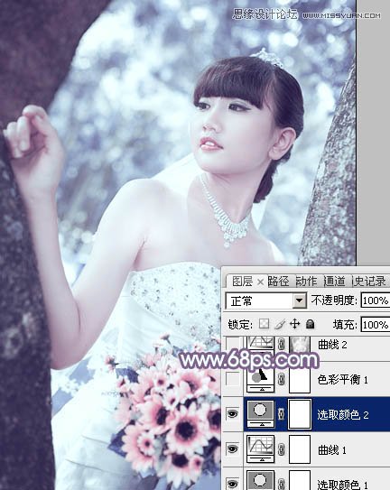 Photoshop调出穿婚纱新娘梦幻紫色调