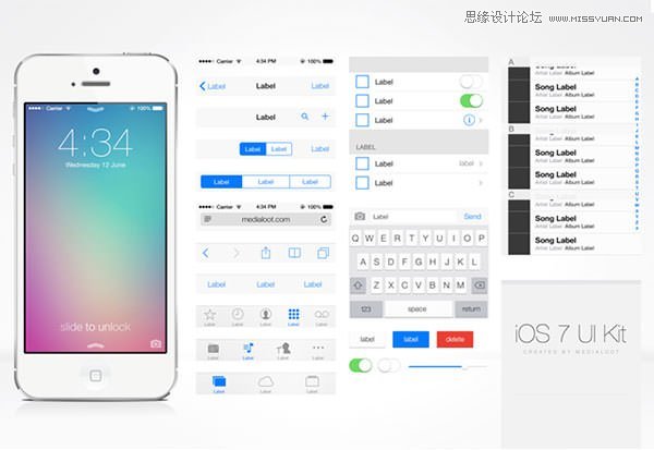 640x440x1_iOS_7_UI_Kit_Preview1 82个精品扁平化设计的免费UI素材