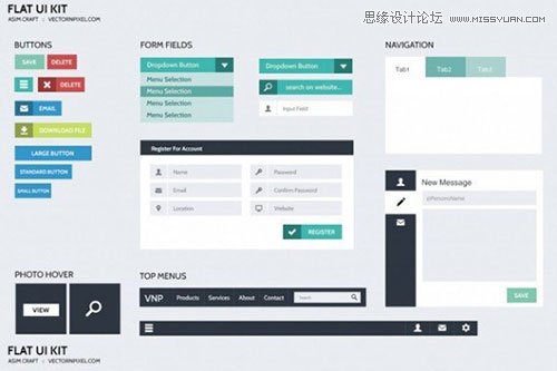 82个精品扁平化设计的免费UI素材