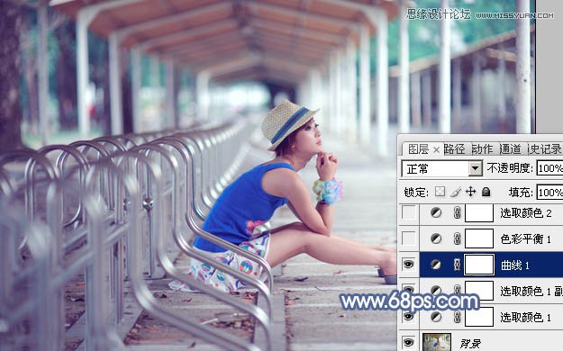 Photoshop调出等待中的美女梦幻唯美色调