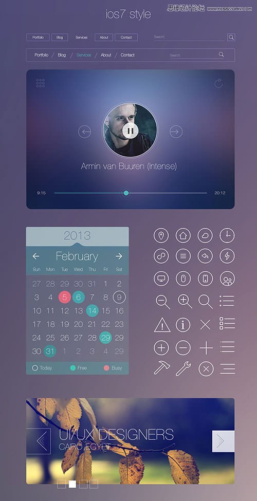 ui-kit-ios7-style600 一些方便你设计工作的免费PSD素材