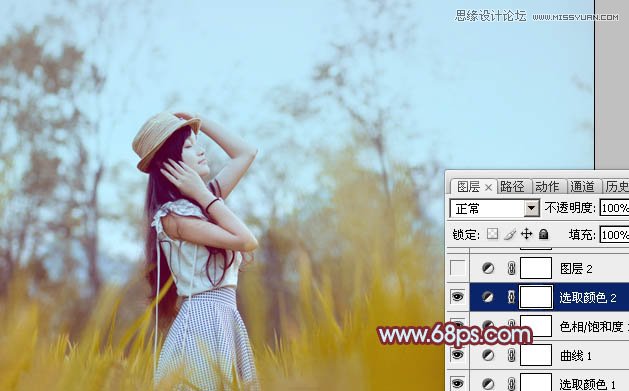 Photoshop调出外景女孩中性黄褐色调