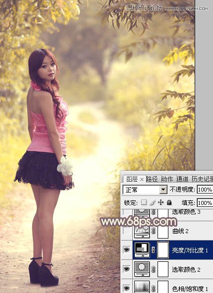 Photoshop调出林中美女唯美的秋季色调
