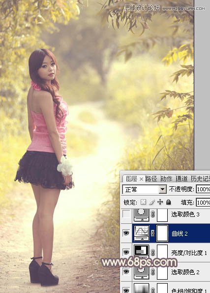 Photoshop调出林中美女唯美的秋季色调