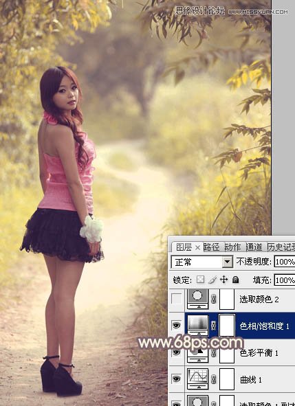 Photoshop调出林中美女唯美的秋季色调
