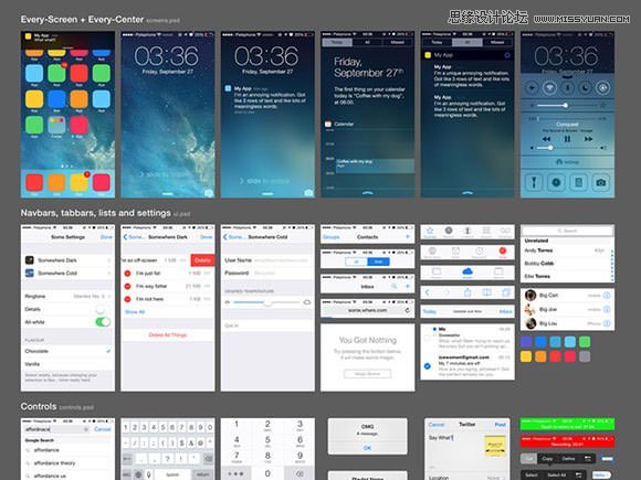 ios7-ui-kit-psd 2013秋季配色不错的UIKIT素材集合下载