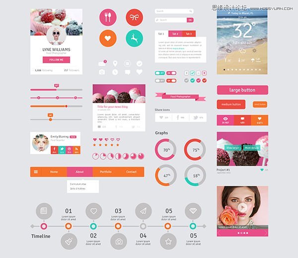 ui-flat-design-elements-rp 2013秋季配色不错的UIKIT素材集合下载