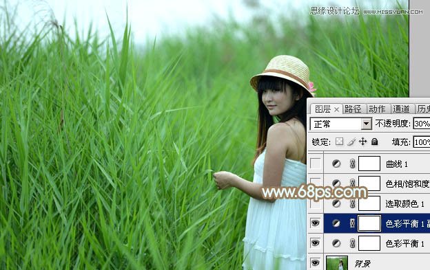Photoshop调出外景女孩淡淡朦胧色调