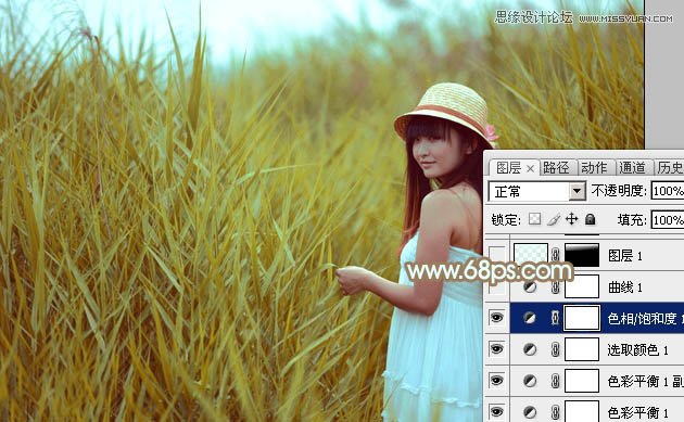 Photoshop调出外景女孩淡淡朦胧色调