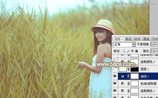 Photoshop调出外景女孩淡淡朦胧色调