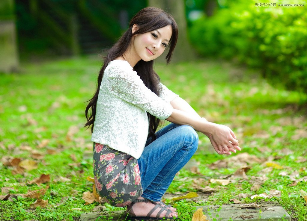 Photoshop调出外景美女唯美的冷色效果