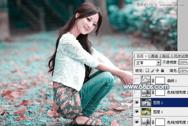 Photoshop调出外景美女唯美的冷色效果