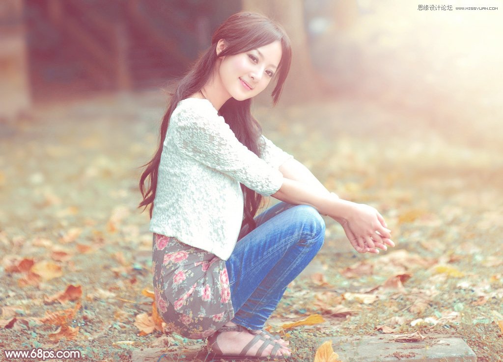 Photoshop调出外景美女甜美的暖色效果