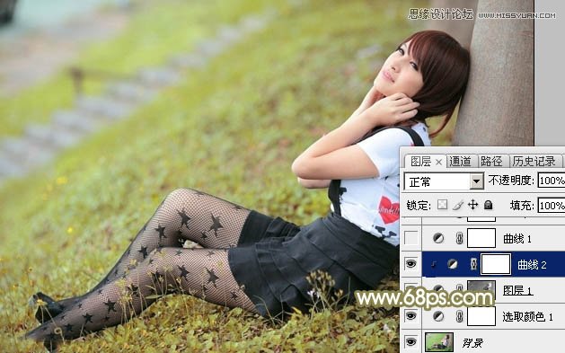 Photoshop调出树下美女淡淡的甜美色调
