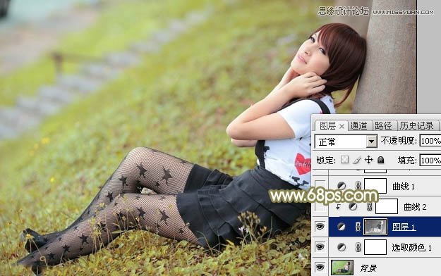 Photoshop调出树下美女淡淡的甜美色调