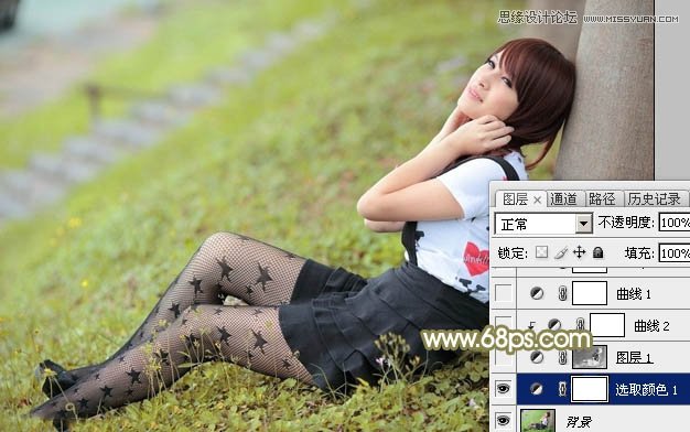 Photoshop调出树下美女淡淡的甜美色调